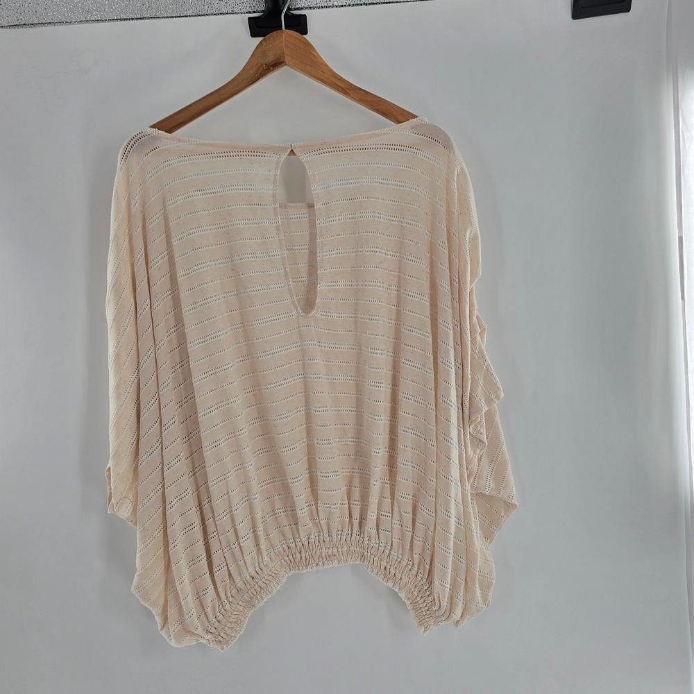 Free People Azalea Eyelet Stripe Dolman Top‎ oversize relax loose fit Ivory Sz M - Picture 6 of 9